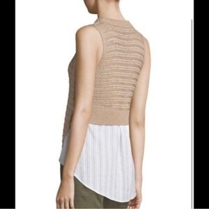 Veronica Beard South Beach Knit Woven Combo Sweater In Nude Size S
